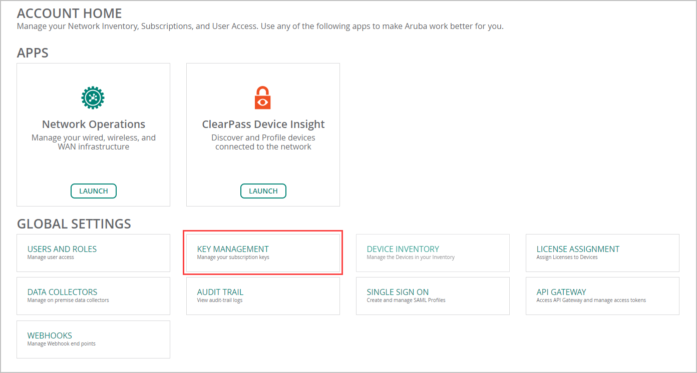Navigation to Key Management