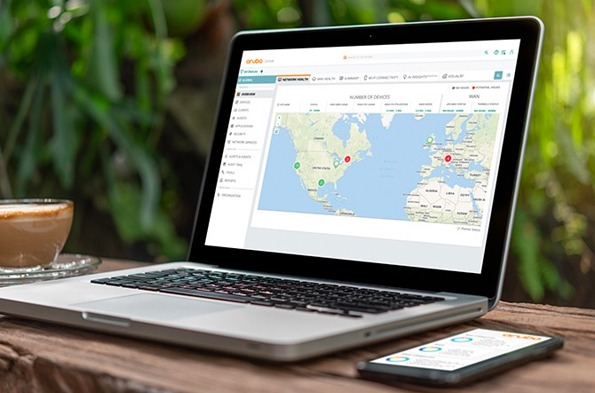 笔记本电脑上的Aruba中央屏幕